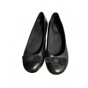 Vionic Orthaheel Women's Black Leather Flats with Bow Accent Size 8